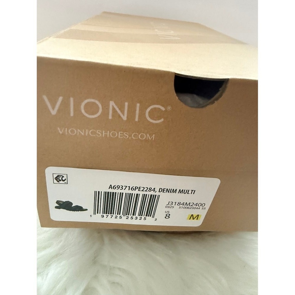 Vionic Cassidy Denim Multi Leopard Print Sandals Womens 8 Orthotic Comfort Blue - Picture 7 of 10